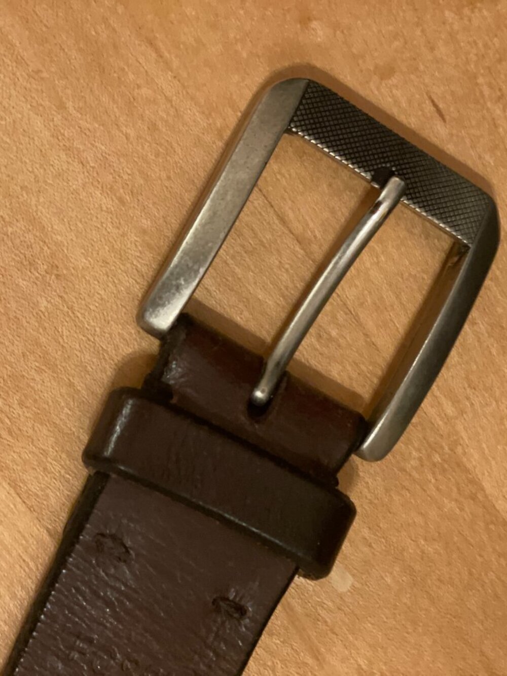 Mens Fossil Leather Belt Sz 38 Brown Silver Tone Buckle Patina Classic Style - Picture 2 of 8